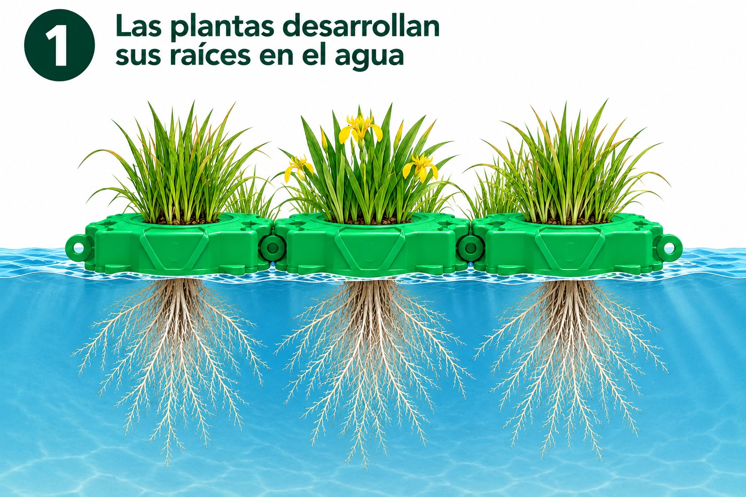 Las plantas desarrollan raíces en el agua